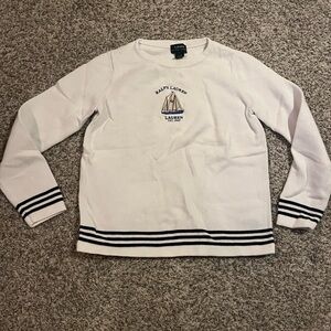 Ralph Lauren White Sweater with Navy Accents